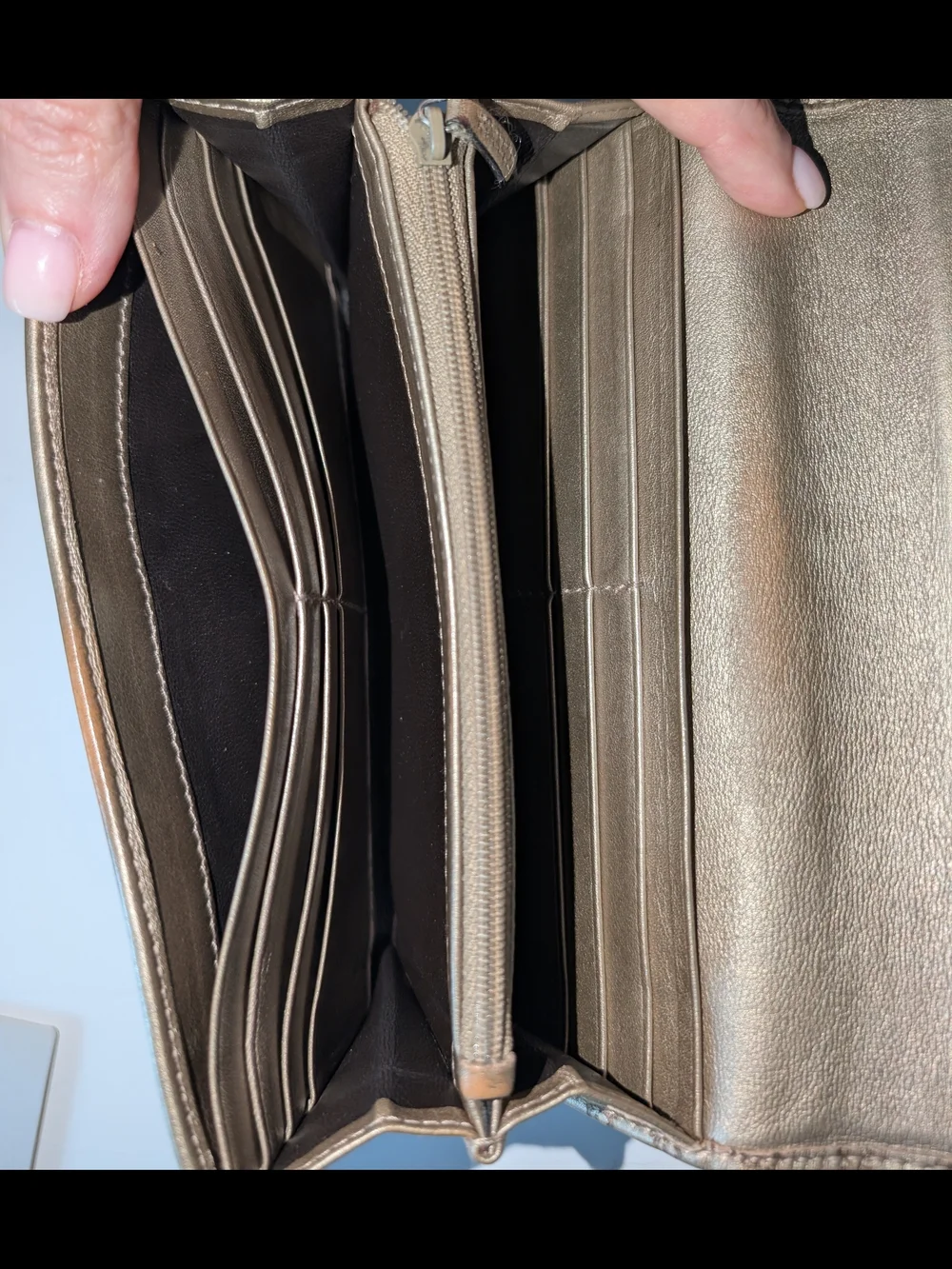 Gucci Guccissima Micro Gold Metallic Long Snap Wallet